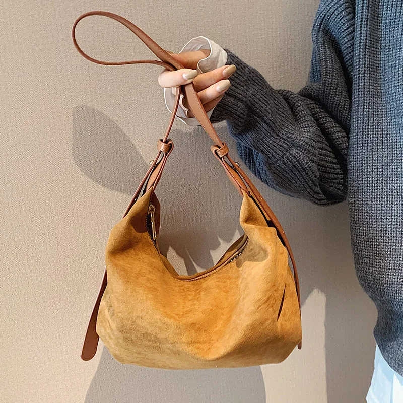 

SWDF Suede Casual Crossbody Handbag Retro Female Shoulder Bag Quality Soft PU Lady Messenger Hobo Bag bolsos marca mujer lujo