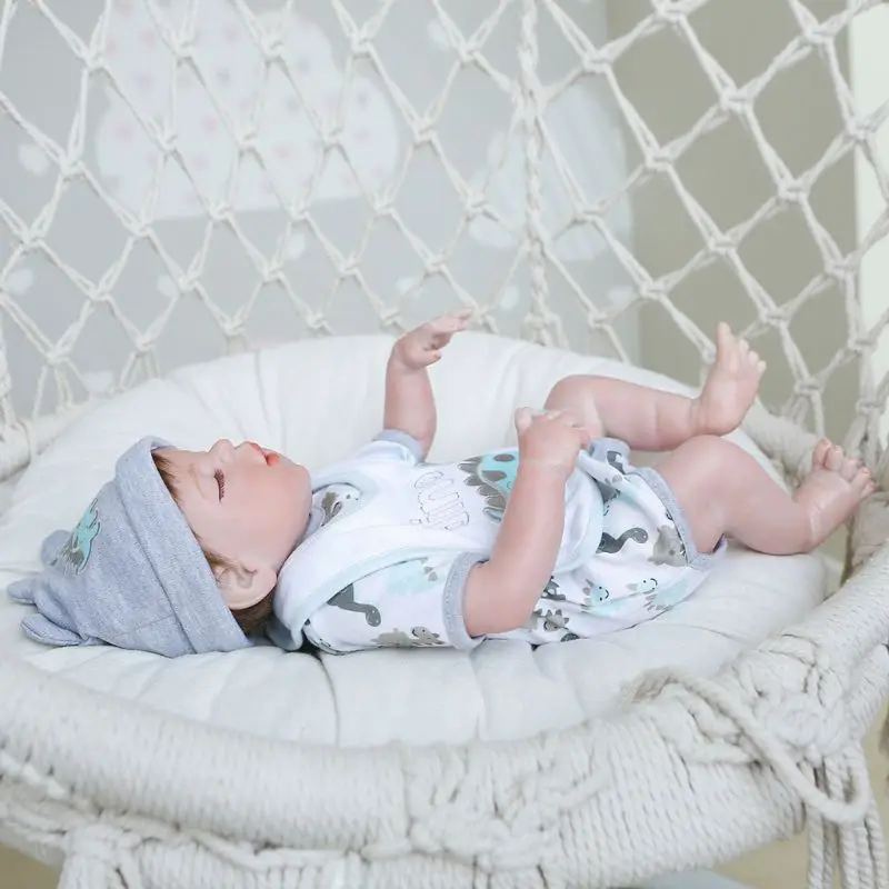 

47cm Realistic Doll Full Soft Vinyl Toddler Babies Lifelike Sleeping Boy Gifts 54DA