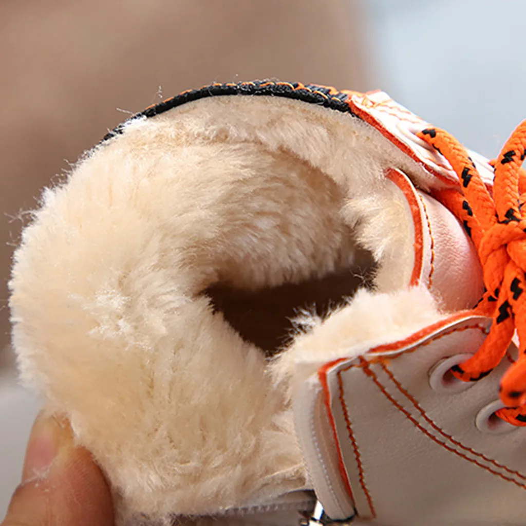 Ботинки на шнуровке для младенцев мальчиков и девочек зимние теплые короткие