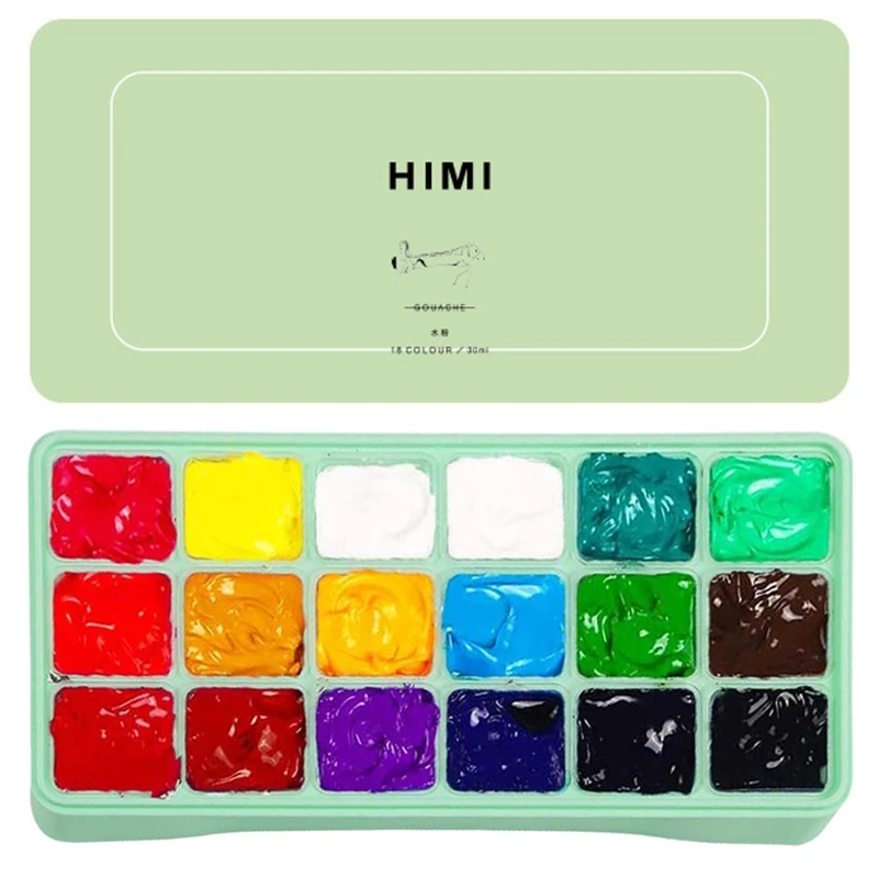

Gouache Paint Set 18 Vibrant Colors Non Toxic Paints with Portable Case Palette for artist Canvas Painting