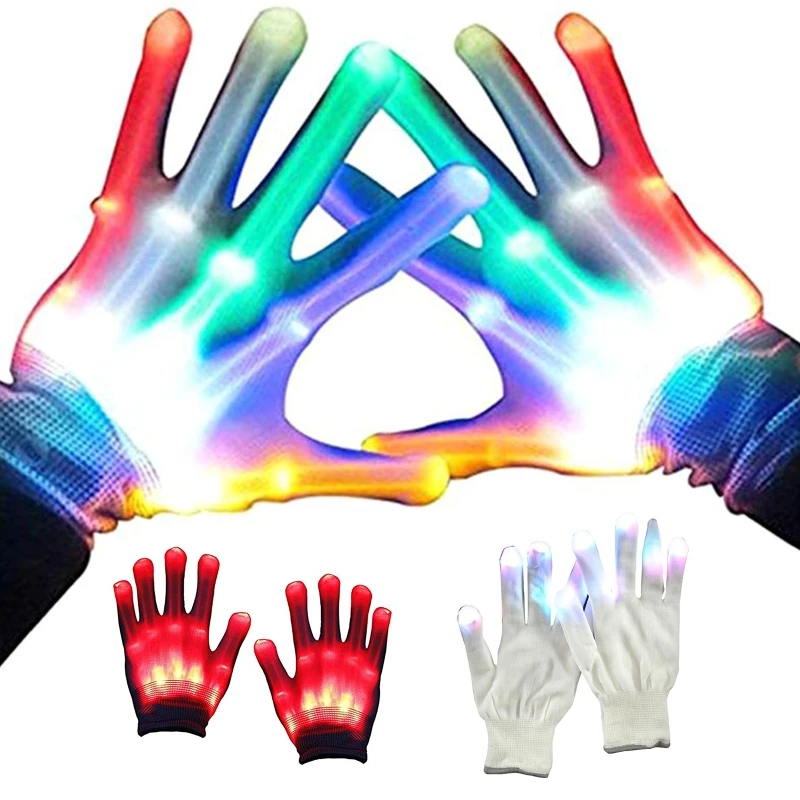 

1Pair Children Colorful LED Glowing Gloves Evening Performance Luminous Finger Cots Birthday Party Show Props Kids Flashing Toy