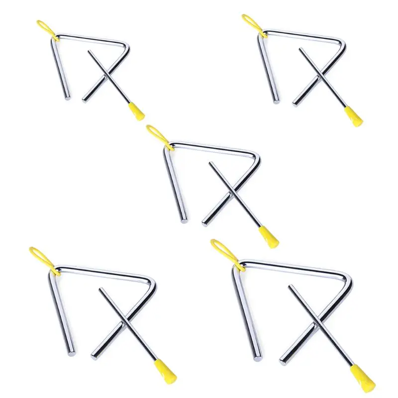 

5 Pack Hand Percussion Instrument Triangles with Striker for Music Triangle Chil