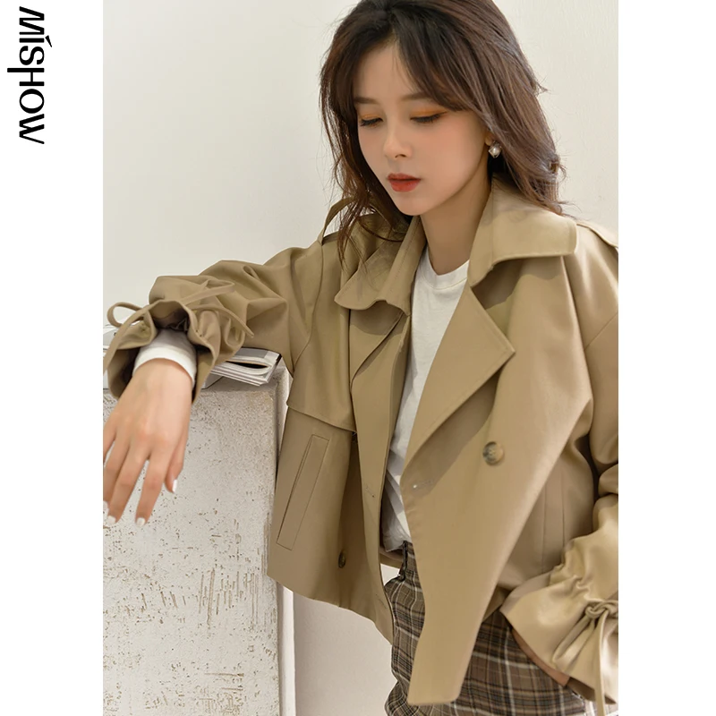 : Для 2020 осень зима пальто для женщин короткая ветровка Легкая куртка с поясом