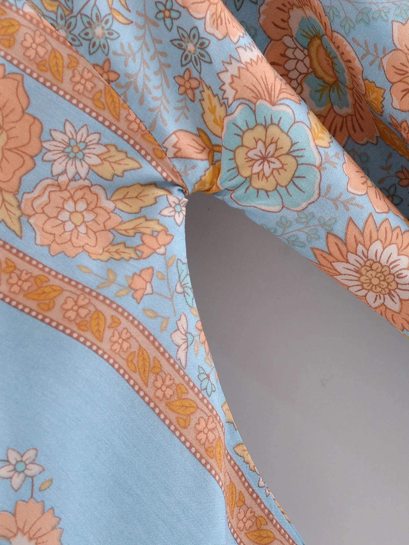 2021 Women blue orange Flower Print Kimono Cardigan BOHO Beach Tide Bow Sashes Maxi Long Shirt Blouse Holiday Tops | Женская одежда