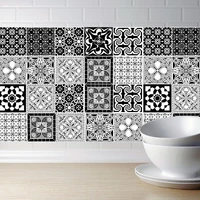 101520cm european retro black white wall tile stickers anti oil waterproof simulation tiles kitchen bathroom