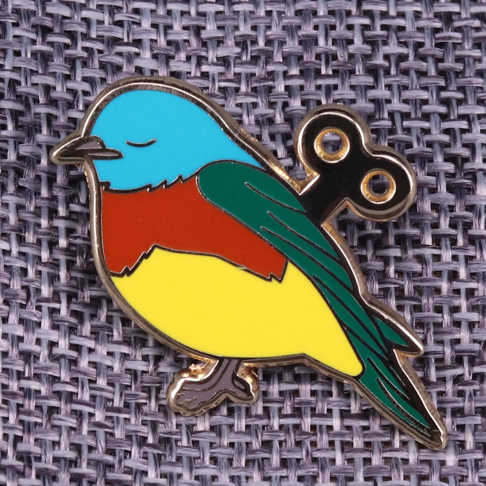 Игрушечная птица значок на удачу маленький Робин эмалевая булавка заводная