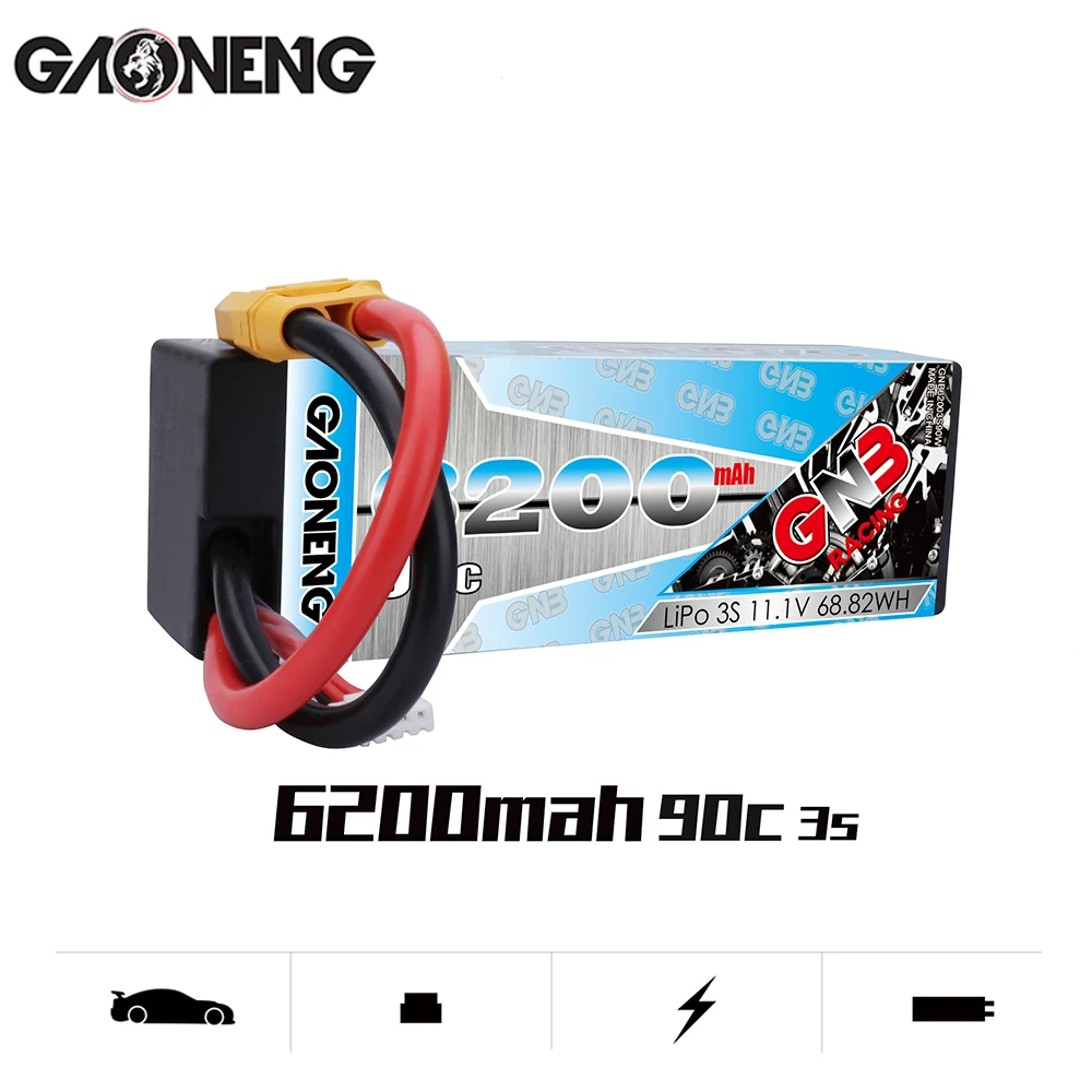 Литий полимерный аккумулятор Gaoneng GNB 6200 мАч 3S 11 1 В 90C в жестком корпусе с разъемами