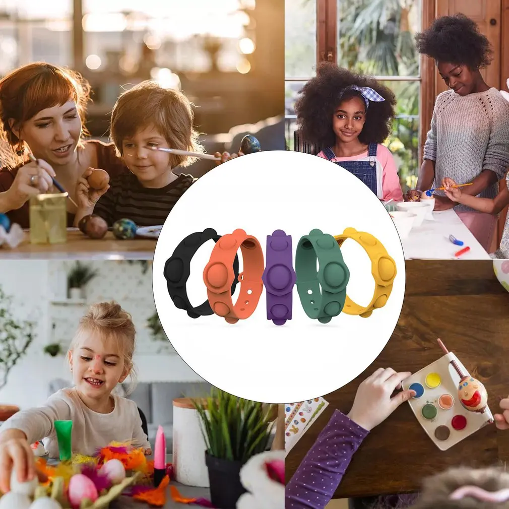 

Push Bubble Sensory Fidget Toys Wristband Simple Dimple Fidget Toy Funny Anti-stress Toys Silicone Stress Reliever Toy Kid Adult