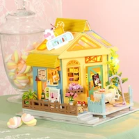 diy miniatures wooden doll house kits casa furniture lemon tea shop model villa dollhouse assembled toys for adults xmas gift