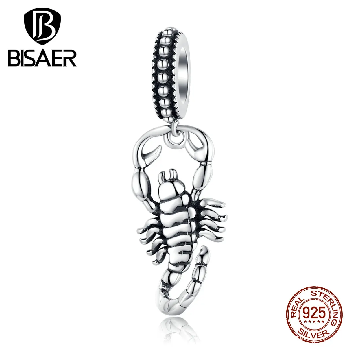 Bisaer 100% 925 Sterling Silver Scorpio Constellations Beads Pendants For Women Fit PAN Bracelet Fashion Jewelry Making Gifts | Украшения и