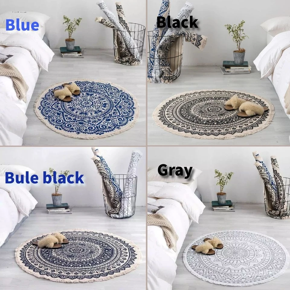 Спальня Boho Стиль Марокко круглый ковер с бахромой хлопковый коврик ручной
