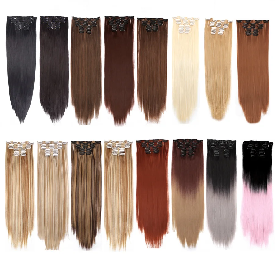 Alileader продукты Полный начальник Клип В Наращивание волос натуральный черный 6