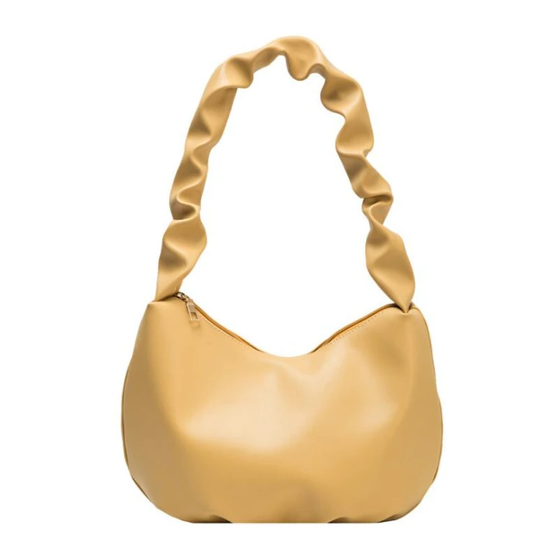 

2021 Trend Fashion Vintage High-capacity PU Leather Shoulder Bags for Women Soft Ruched Tote Shopper Handbag Hobo Crossbody Bag