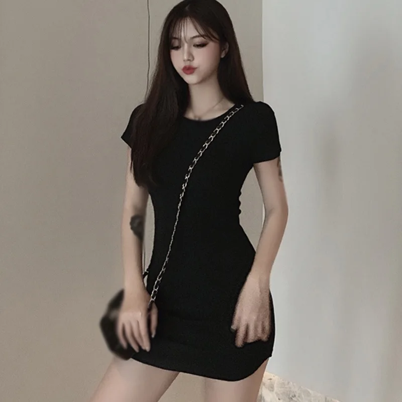 

Women O Neck Mini Dress Casual Solid T Shirt Dress Short Sleeve Solid O Neck Sexy Slim Casual Short Sleeve T-shirt Dresses