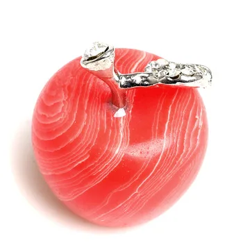 Rhodochrosite Хрустальное яблоко очаровательное рождественское яблоко украшения подарки фигурка сплав лист ремесло подвески декоративные дропшиппинг
