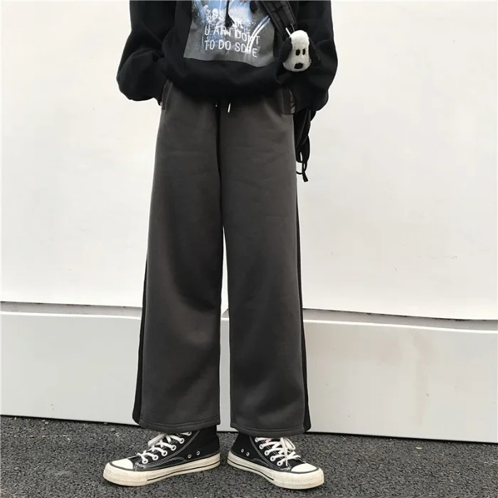 

Korean Patchwork Casual Loose Long Capris 2021 Spring Autumn New High Waist Wide Leg Pants Women Clothing Hot Straight Trousers