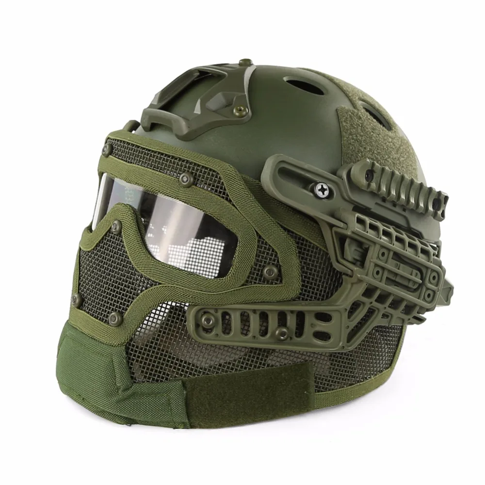 Outdoor Tactical Helmet PJ G4 System Full face With Protective Goggle and Mesh Face Mask Airsoft Helmets for Military CS Game