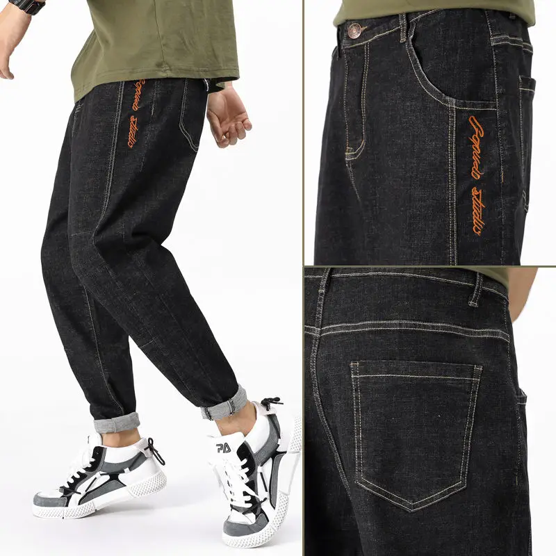 

Jeans Men 's Spring And Summer Korean Style Youth Plus Size Loose Skinny Trousers