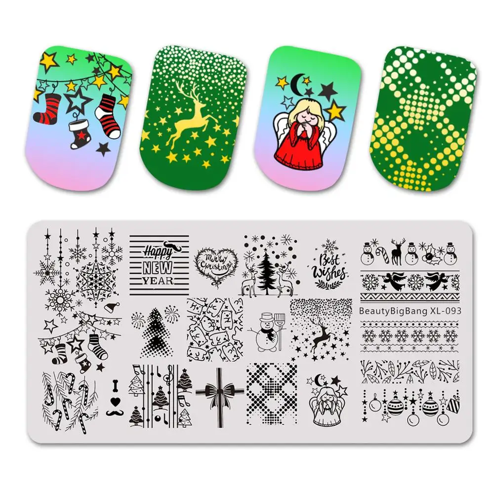 703556408794 BeautyBigBang 6*12 см, Рождественская тема, дизайн ногтей, Снежная серия, прямоугольная гелевая пластина для штамповки ногтей, летняя серия для маникюра, XL-011 - Цвет: 703556408794