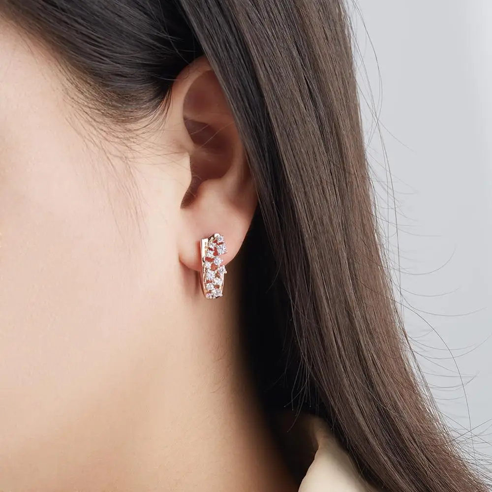 

ZEMIOR Minimalist Rose Gold Plated Earrings For Women Shining Cubic Zirconia Earring Studs Fashion Jewelry Anniversary Gift