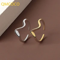 qmcocosliver color new trend simple bending water geometry pattern wave arc adjustable rings for women party fine jewelry gifts