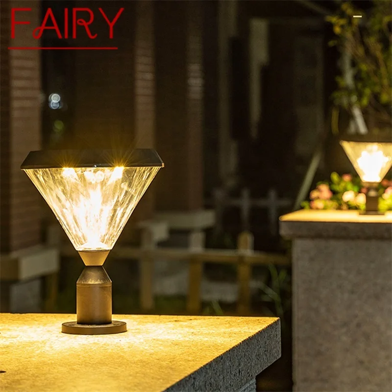 

FAIRY Solar Classical Wall Outdoor Light LED Waterproof Pillar Post Lamp Fixture for Home Patio Porch
