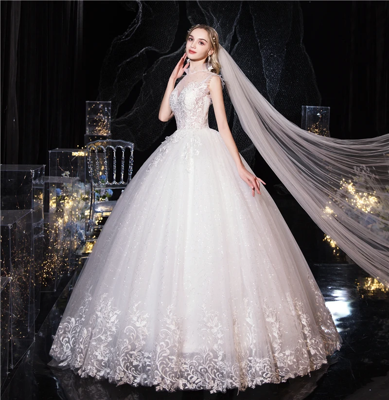 Женское винтажное свадебное платье кружевное без рукавов с рюшами и роскошной