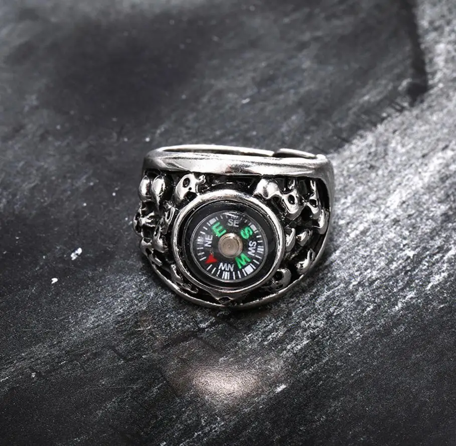 Новое кольцо в стиле хип-хоп с индивидуальным черепом регулируемое компасом