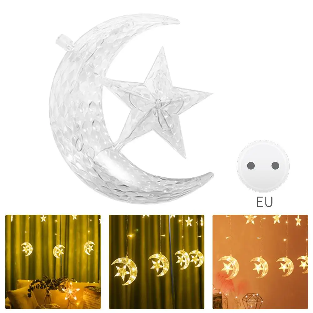 

Moon Star 220V LED Lamp String Moon Star Lamp String Romantic 8 Modes Wedding Neon Lantern Christmas Lights Decoration