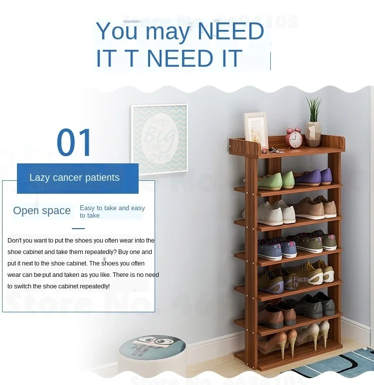 Деревянная полка для обуви легкая сборка стеллаж хранения модный шкаф стойка