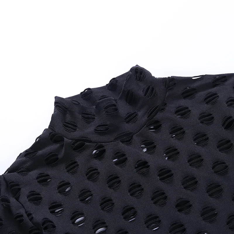 

Autumn Hollow Out Holes Sexy Zipper See Through Rompers Womens Sets Full Bodycon Two Piece Sheer Tops Long Pants Fashion G2137