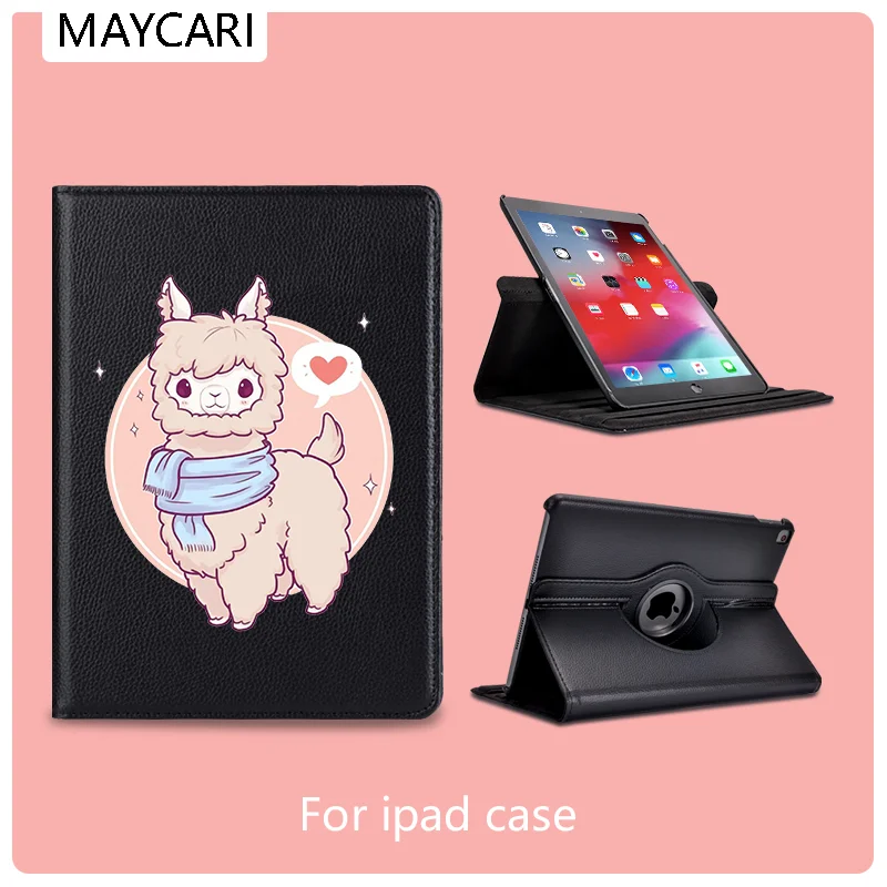 

Ipad2 3 4 Leather 360° Rotatable Back Case Cartoon Alpaca Cover Protective For 2020 iPad Pro 11 12.9 10.5 7.9inch Mini 1 2 3 5