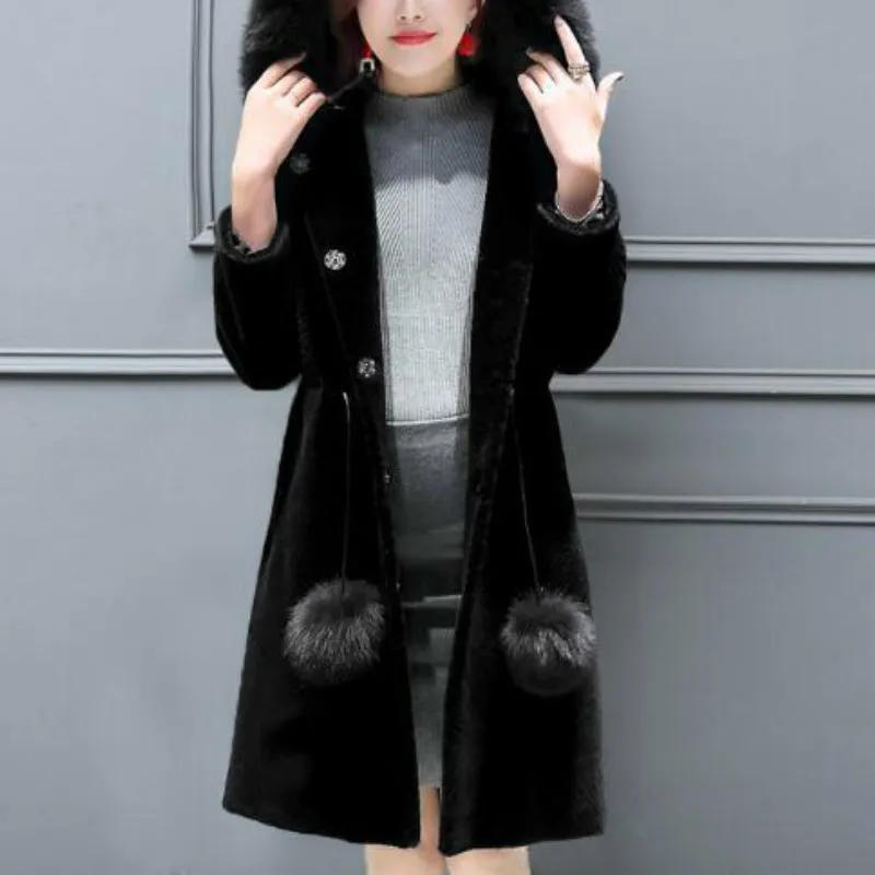 

Women's Mid-length Mink Fur Coat Women's Plus Size Thick Coat Was Thin and Slim Temperament Women Autumn and Winter Coats