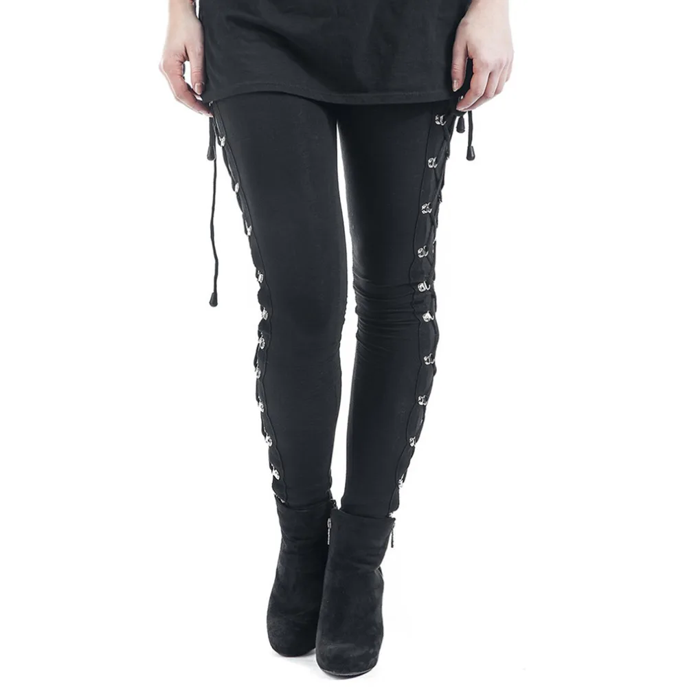 

Women Leggings Fashion Mid Elastic Pencil Pants Leggings Sexy Lace Up Solid Sheath Leggings Female