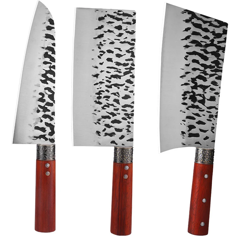 3 шт. кованый кухонный нож из нержавеющей стали ручка красного палисандра для