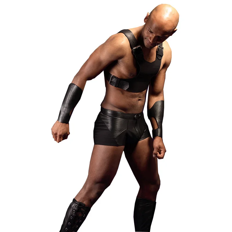 

Sexy Leather Men Boxer Shorts Low Waist Lingerie Homme Gay Jockstrap Exotic Male Black Vinyl Underwear Cueca Boxer