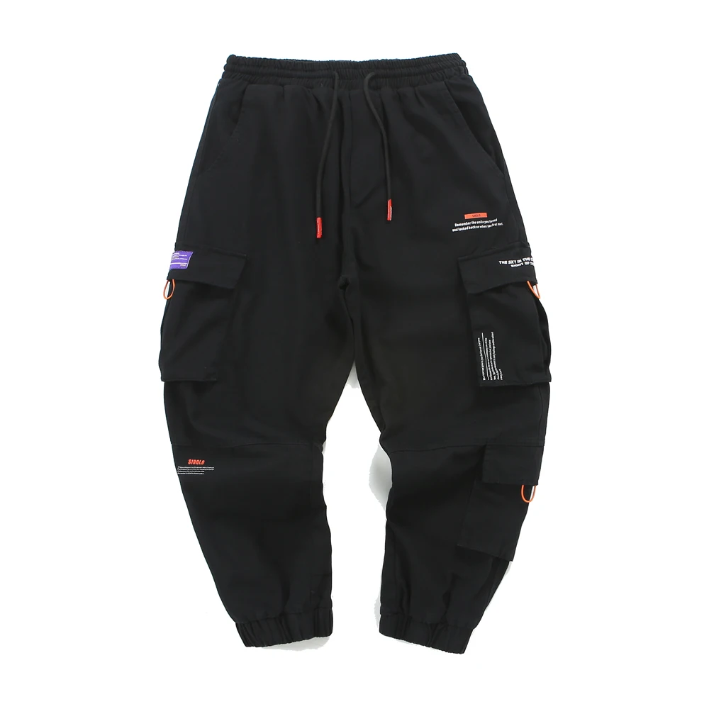 Брюки карго мужские с карманами уличная одежда в стиле пэчворк розовые хип хоп