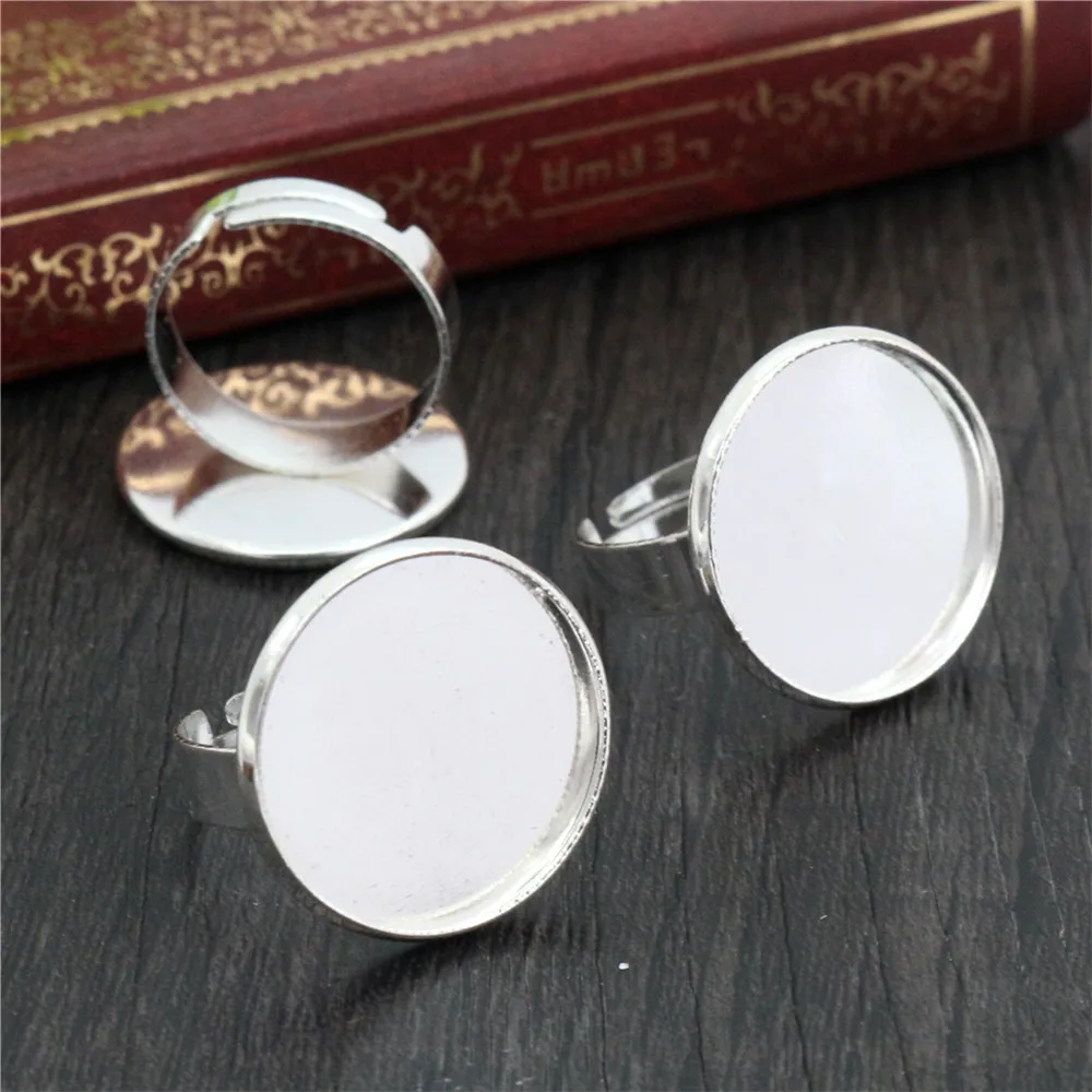 12mm 20mm 25mm 10pcs 4 Colors Plated Adjustable Ring Settings Blank/Base Fit 12-25mm Glass Cabochons Buttons Bezels | Украшения и