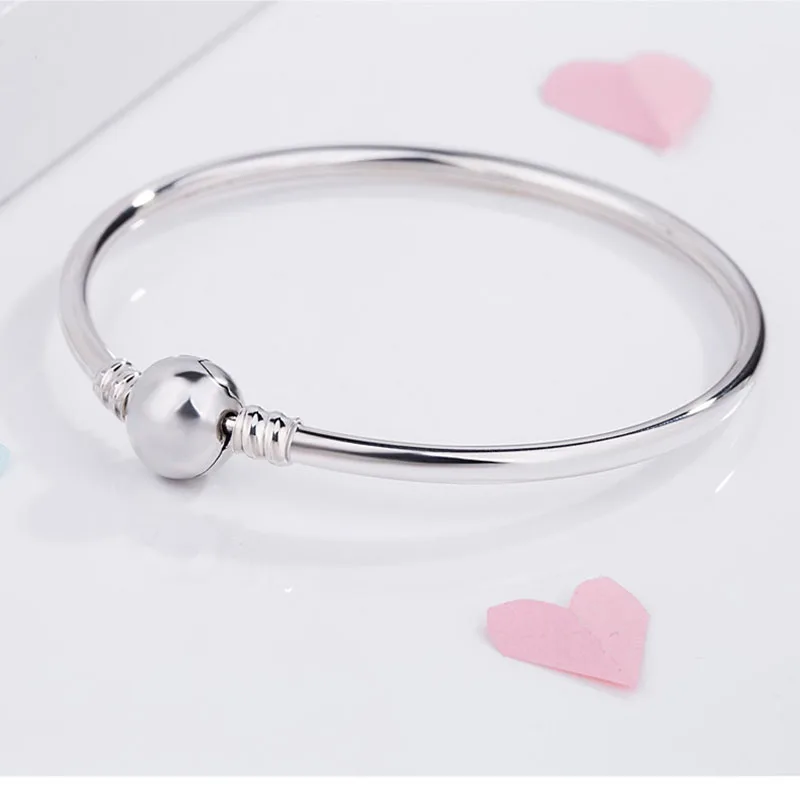 

100% 925 Sterling Silver Pan Bracelet Round Classic Button Pan Bracelet Fit European Charm Bracelets Women Jewelry