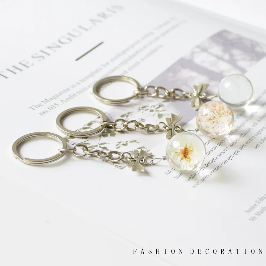 Совершенно новый хрустальный шар брелок стеклянный гербарий кулон