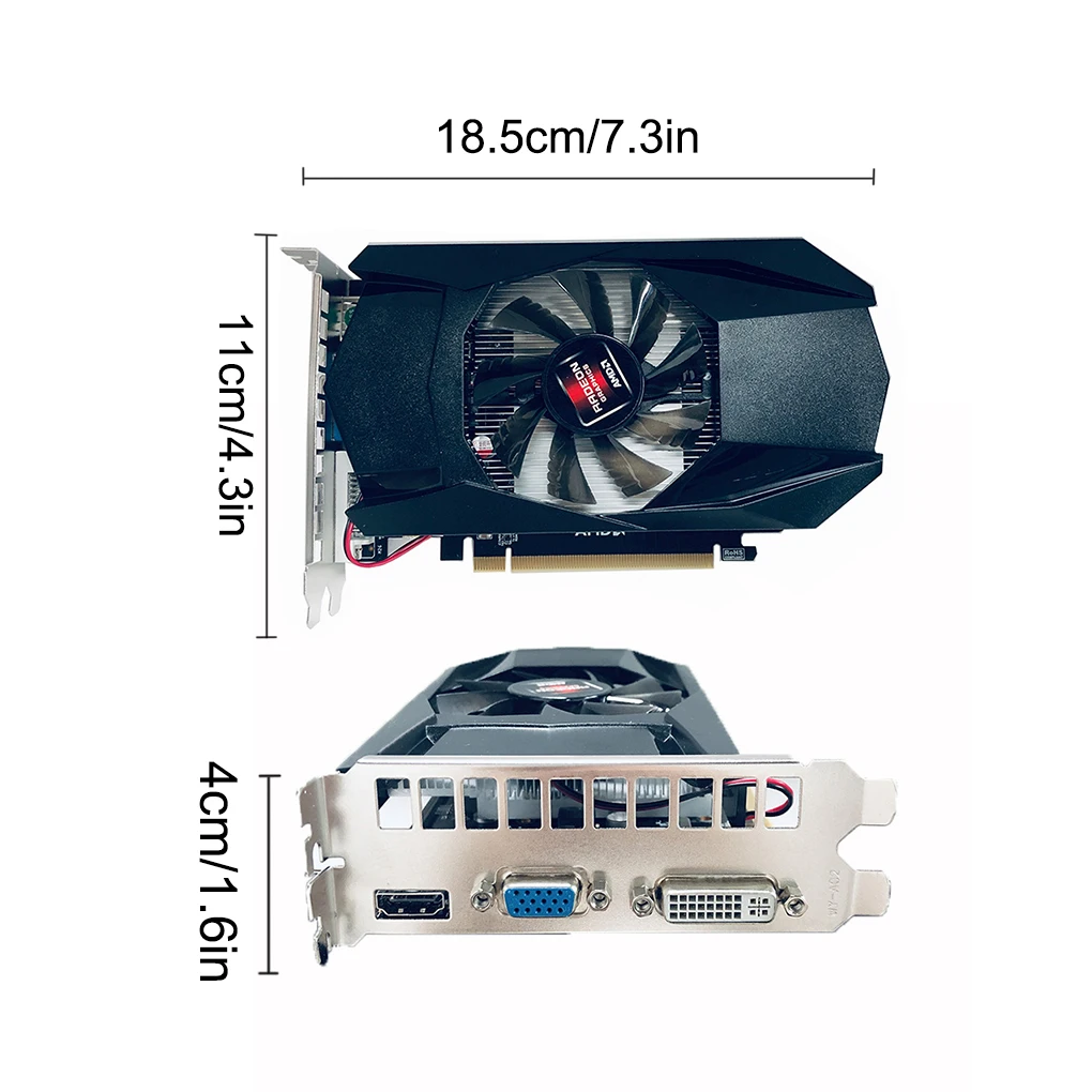 

Computer Video Card HD 7670 4G Graphic Card DDR5 128bit HD PCI-E 16x 2.0 Desktop Computer GPU with Cooling Fan