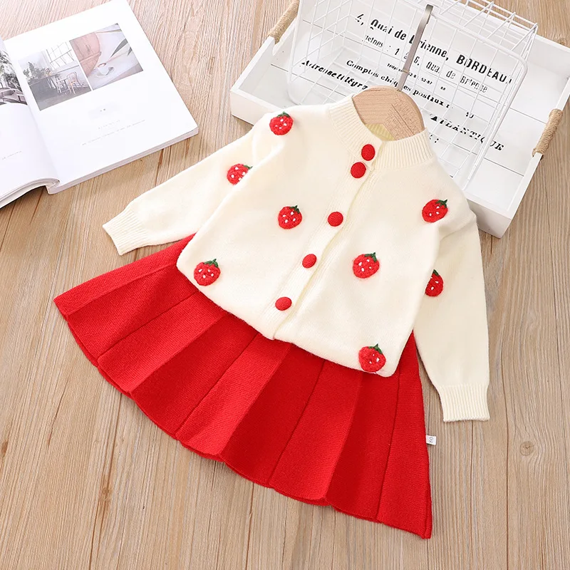 

spring Autumn Winter Children Clothing Fleece Sweater Skirts Suit 2Pcs Kids Clothing For Girls Sets Toddler Baby Girls Clothes