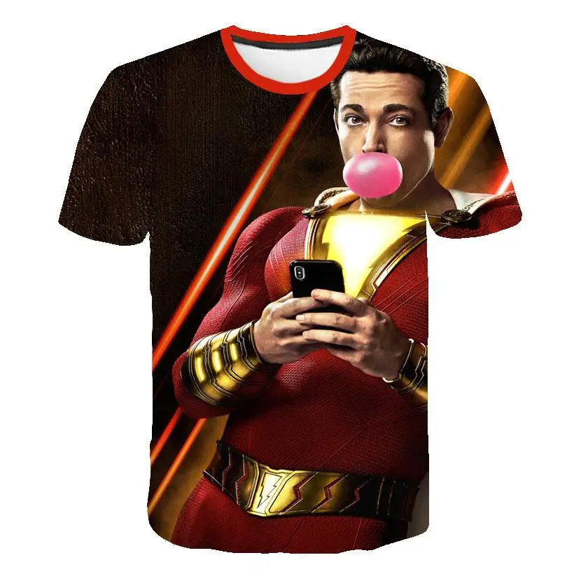 Shazam/футболки с 3D принтом Детская футболка детские топы для мужчин новинка 2019 года