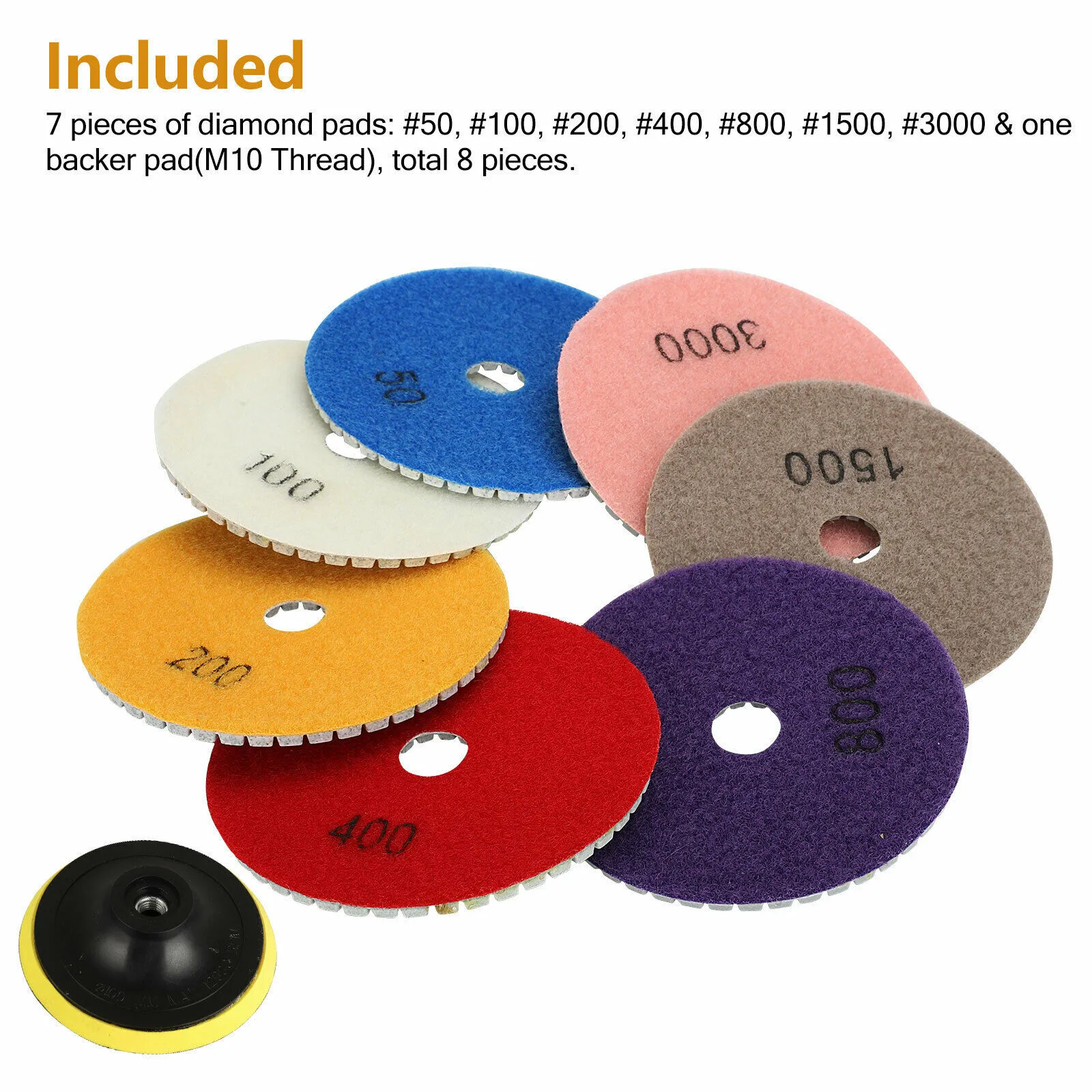 

8pcs Wet Dry Diamond Polishing Pads 4 Inch Set Kit For Marble Concrete Granite Diamond Polishing Pad Metal Processing Disc