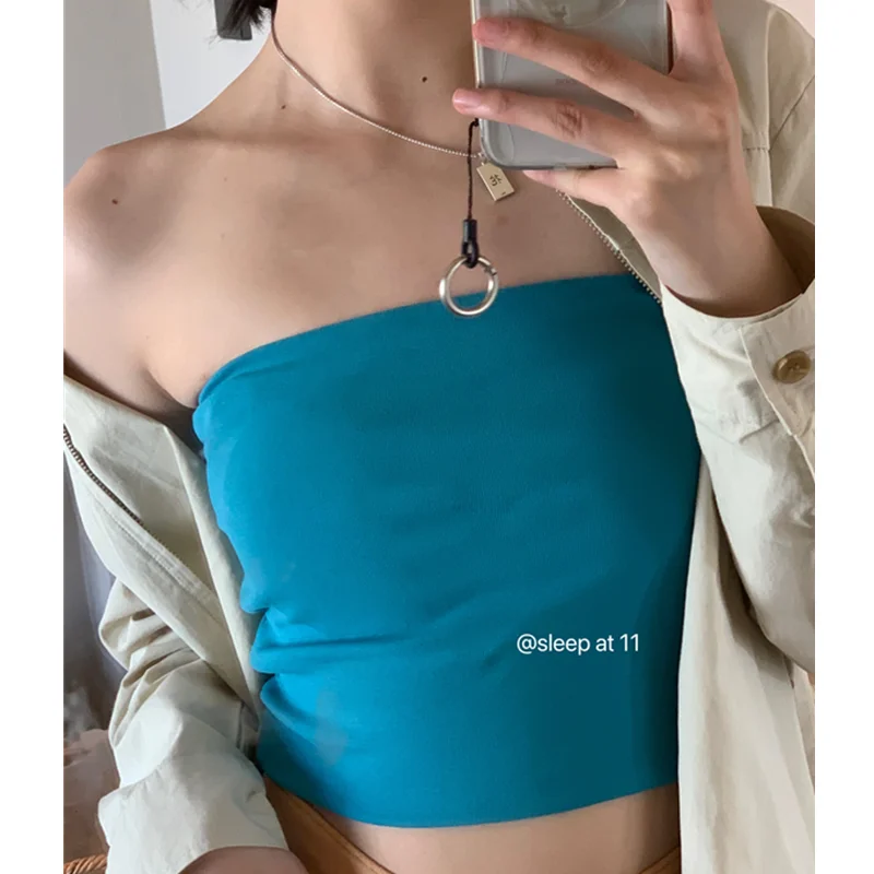 

Summer Short Solid Color Slim Fit Slim Fit Tube Top Chest-Wrapped Women's Outer Wear Inner Wear Top