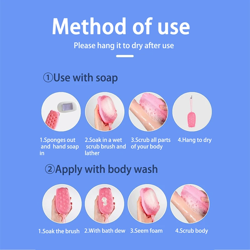 

Silicone Body Scrubber Shower Exfoliating Scrub Brush Massager Skin Clean Brush