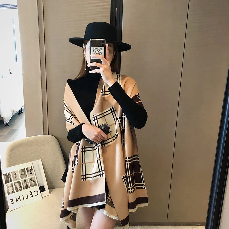 

Super Soft Classic Cashmere Feel Winter Luxury Brand Scarf new Lady Polished Look Shawl autumn winter warm Cape Plaid Gift Scarf