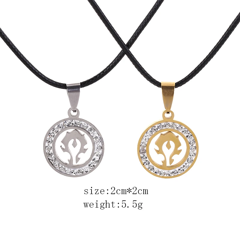 Ювелирные изделия из нержавеющей стали подвеска с кристаллами World of Warcraft Horde Alliance