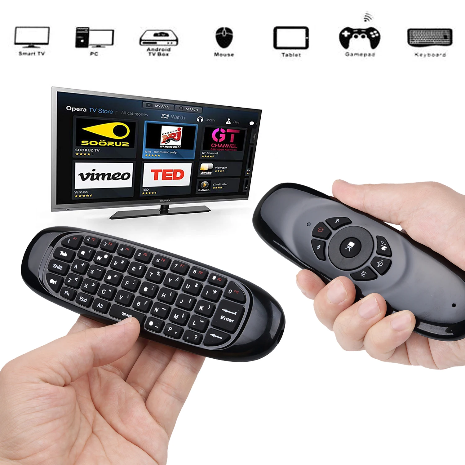 C120 Backlit Fly Air Mouse Gyro Sensor English Russian Wireless 2.4G RF Keyboard Remote Control For Gaming Android Smart TV Box