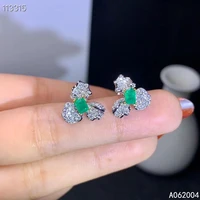 kjjeaxcmy fine jewelry 925 sterling silver inlaid natural emerald female earrings ear studs fashion support test hot selling
